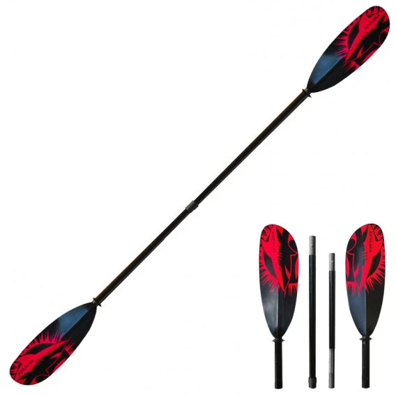 ExtaSea Tour Vario Fiberglas Doppelpaddel | 220-240cm | 4-teilig | Schwarz-rot 1 ExtaSea Tour Vario Fiberglas Doppelpaddel | 220-240cm | 4-teilig | Schwarz-rot